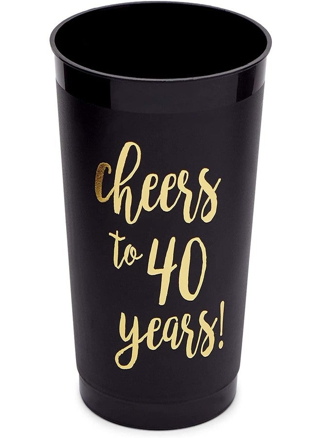 Sparkle and Bash 16 Pack Cheers to 40 Years Plastic Party Cups - 40th Birthday Decorations for Men and Women, Anniversaries (Black Plastic Cups, 16 Oz) - Image 3